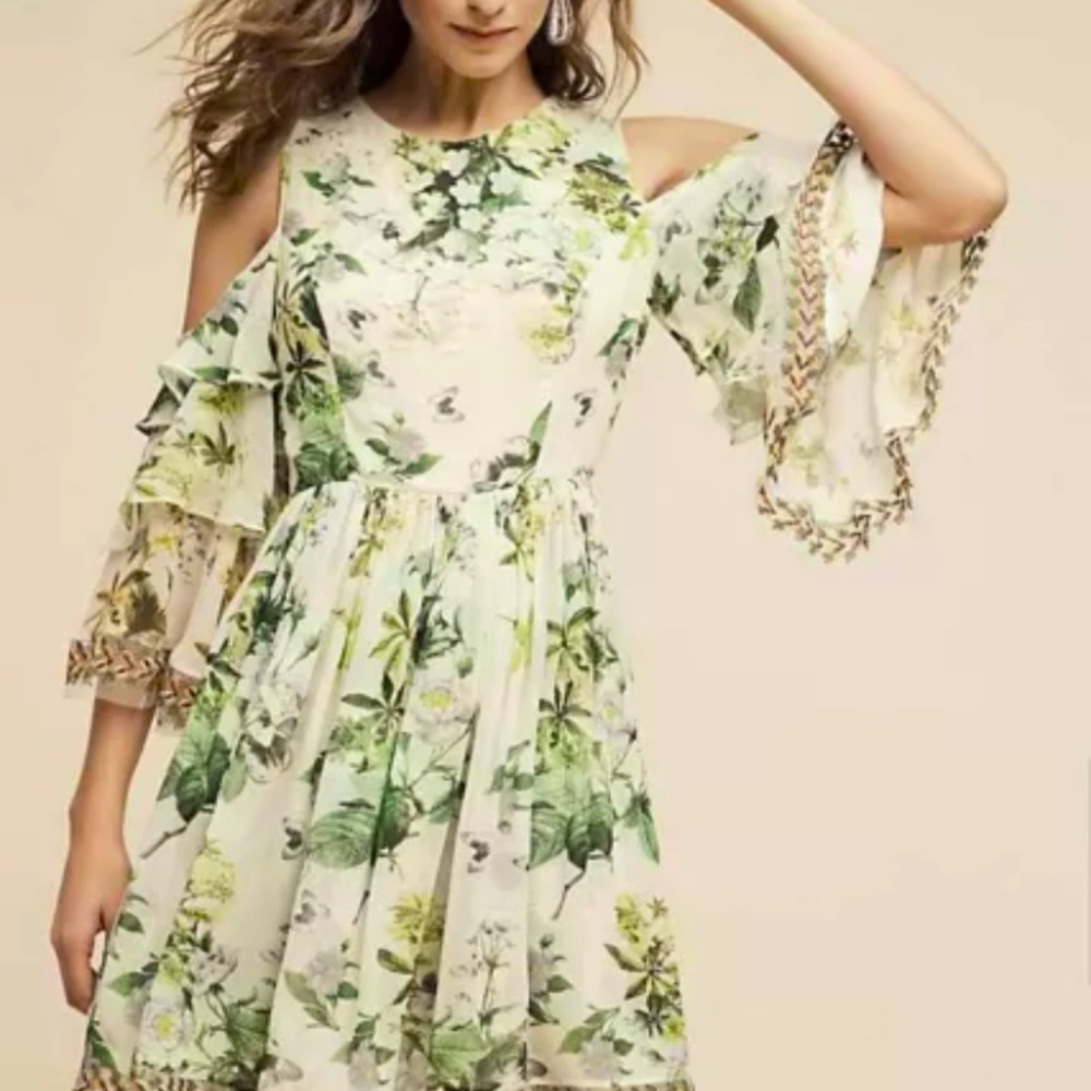 Anthropologie Varun Bahl Petra open shoulder dress